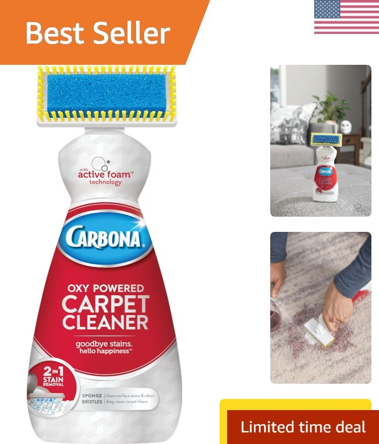 Carpet Cleaner with Brush | Oxy-Powered Foam for Spot Stain Removal | 13.5 Fl Oz