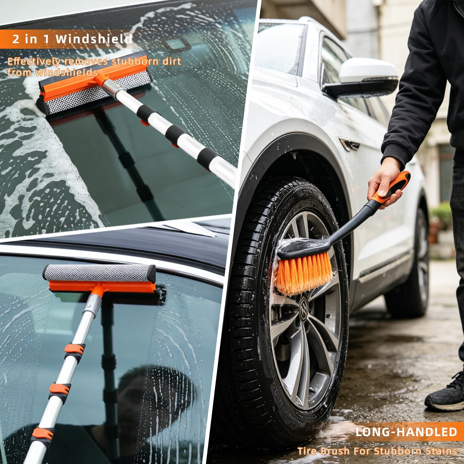 12FT Car Wash Brush with Long Handle Extension Pole Soft Bristle Car Cleaning…