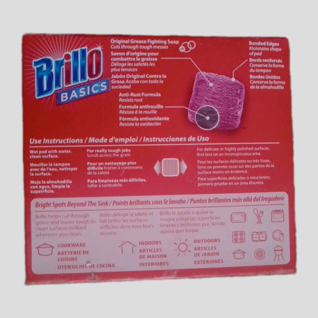 4 Pack BRILLO brand, Steel Wool, Soap Pads. Original Scent (32 Count Total)