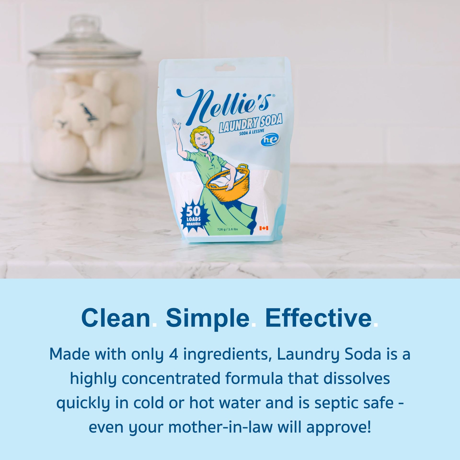 Nellie’s All-Natural Laundry Detergent 50 Load 1.7 lb (Pack Of 12)