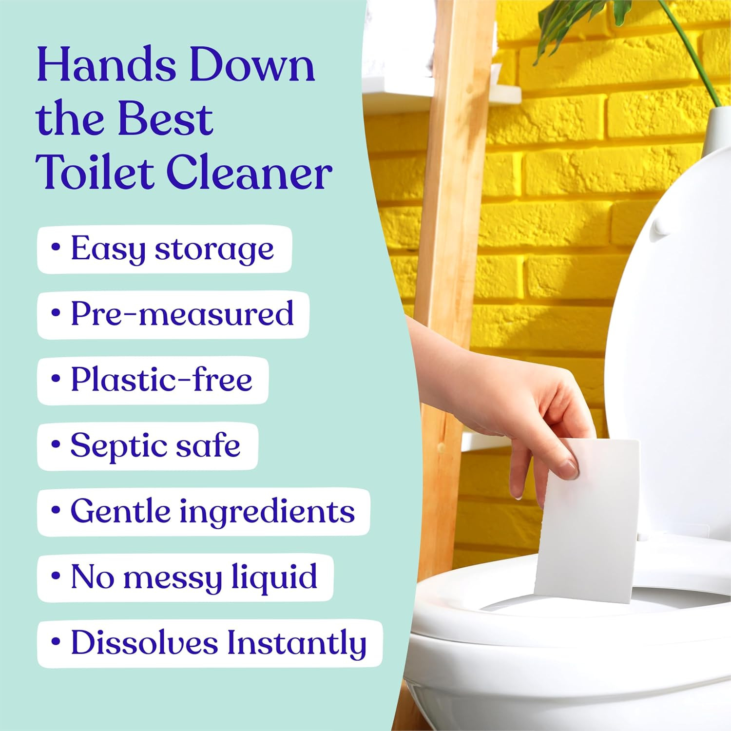 Toilet Bowl Cleaner Strips – 60 Cleans, Plastic-Free, Dye-Free, with Lemon Essen