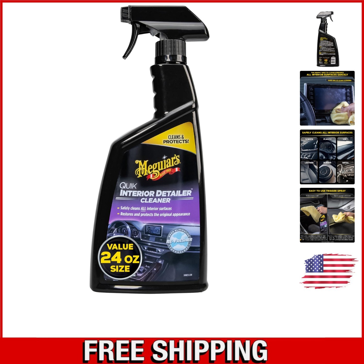 Quik Interior Detailer Cleaner – 24 Oz Spray for Pristine Automotive Interiors