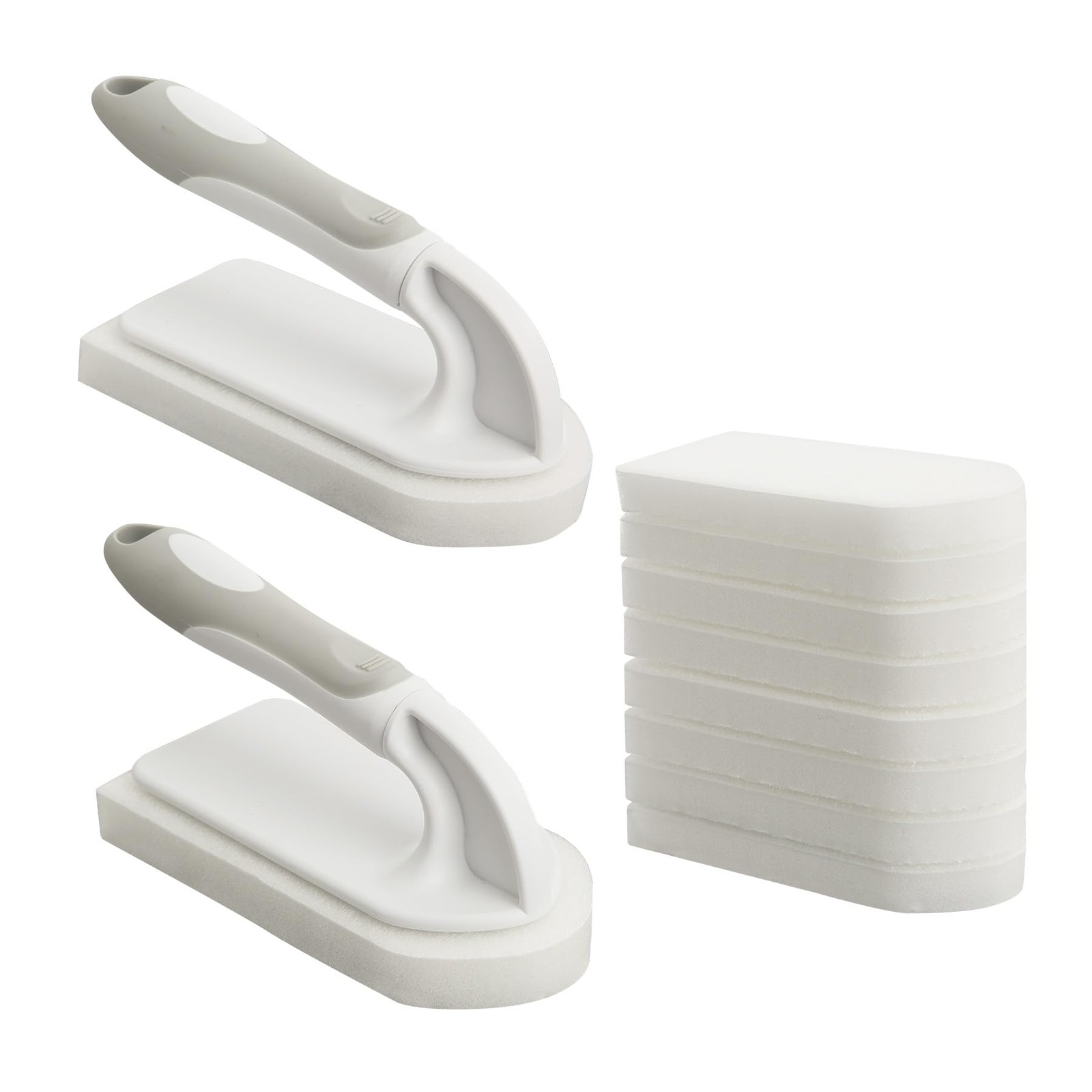 Handheld Cleaning Scrub Brush Set 2 Pack with Total 10 Hook-Shaped Scouring P…