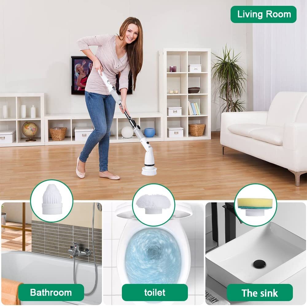 Electric Scrubtastic Rechargeable Cordless Spin Scrubber 3 Heads Cleaning Mop