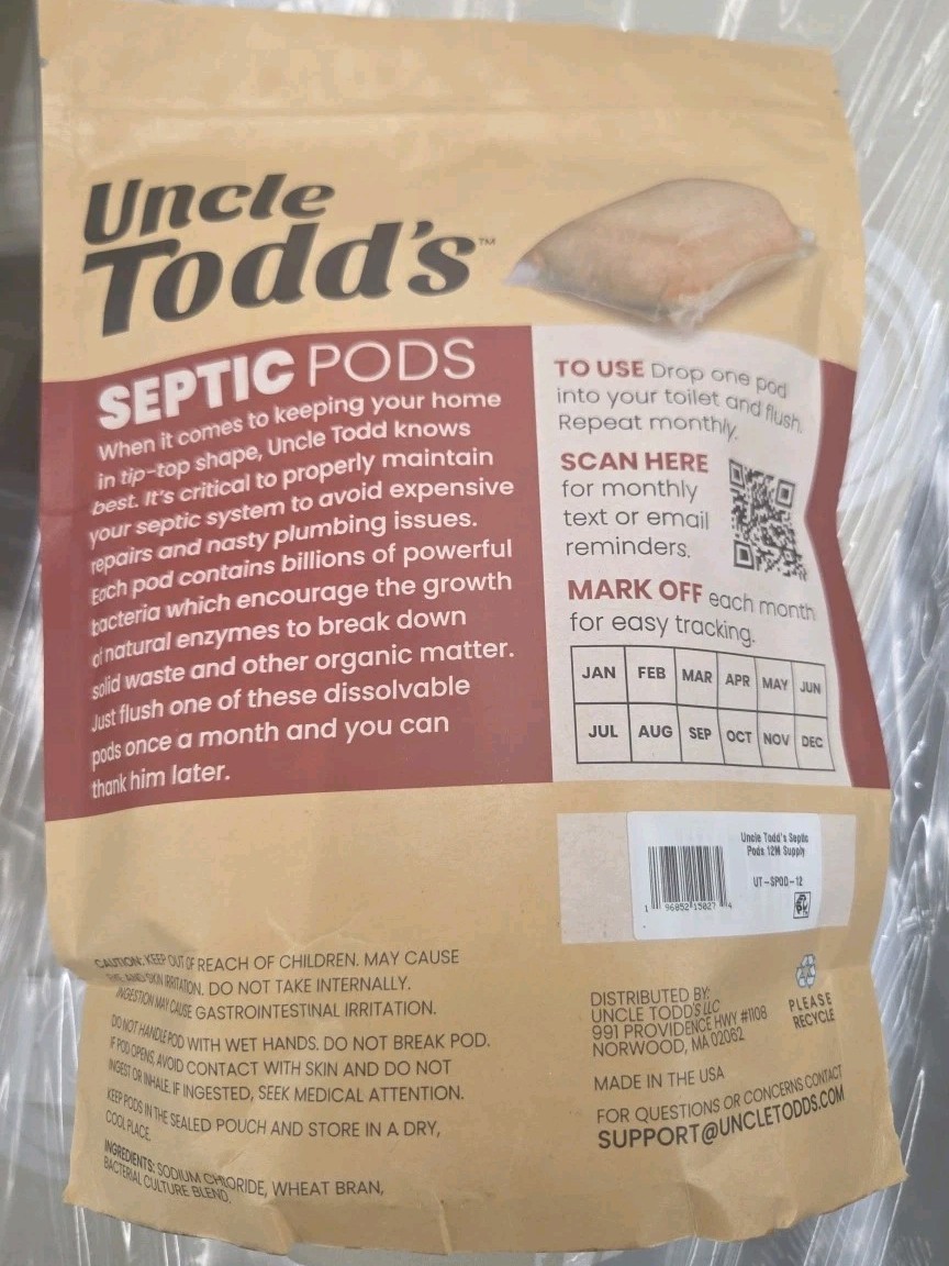 Lot of 2▪︎ Uncle Todd’s Septic Tank Treatment Pods▪︎ (24-Month Supply) Enzyme