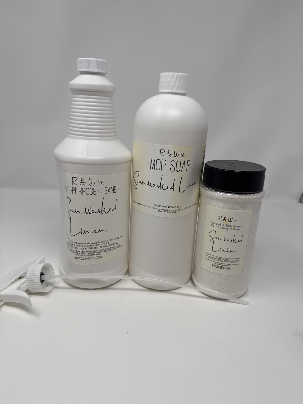 R & W Co Mop Soap & Carpet Deodorizing Powder Brand New Sunwashed Linen