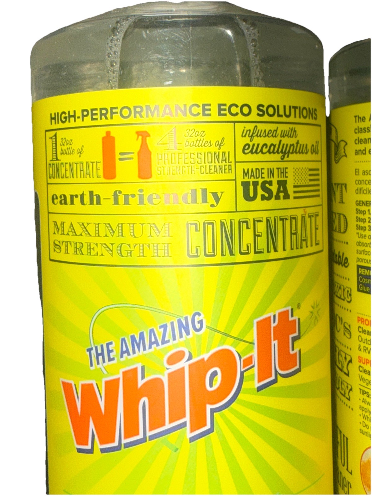 Lot of 2 WHIP-IT Concentrate MIRACLE CLEANER Eucalyptus Oil Multi Stain Remover
