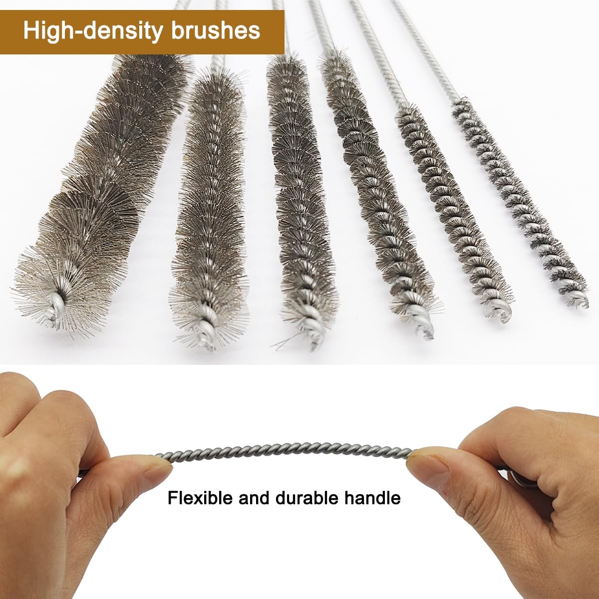 12 Pcs Brass Wire Brush Stainless Steel Wire Brush Set, 12″/30.5cm Long, Roun…