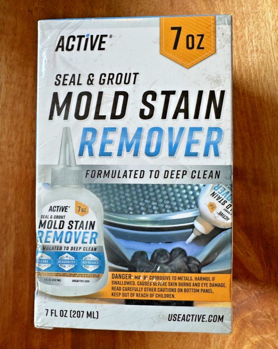 Active MOLD STAIN REMOVER Seal & Grout Calk-Rubber Seals -Deep Clean 7oz SEALED