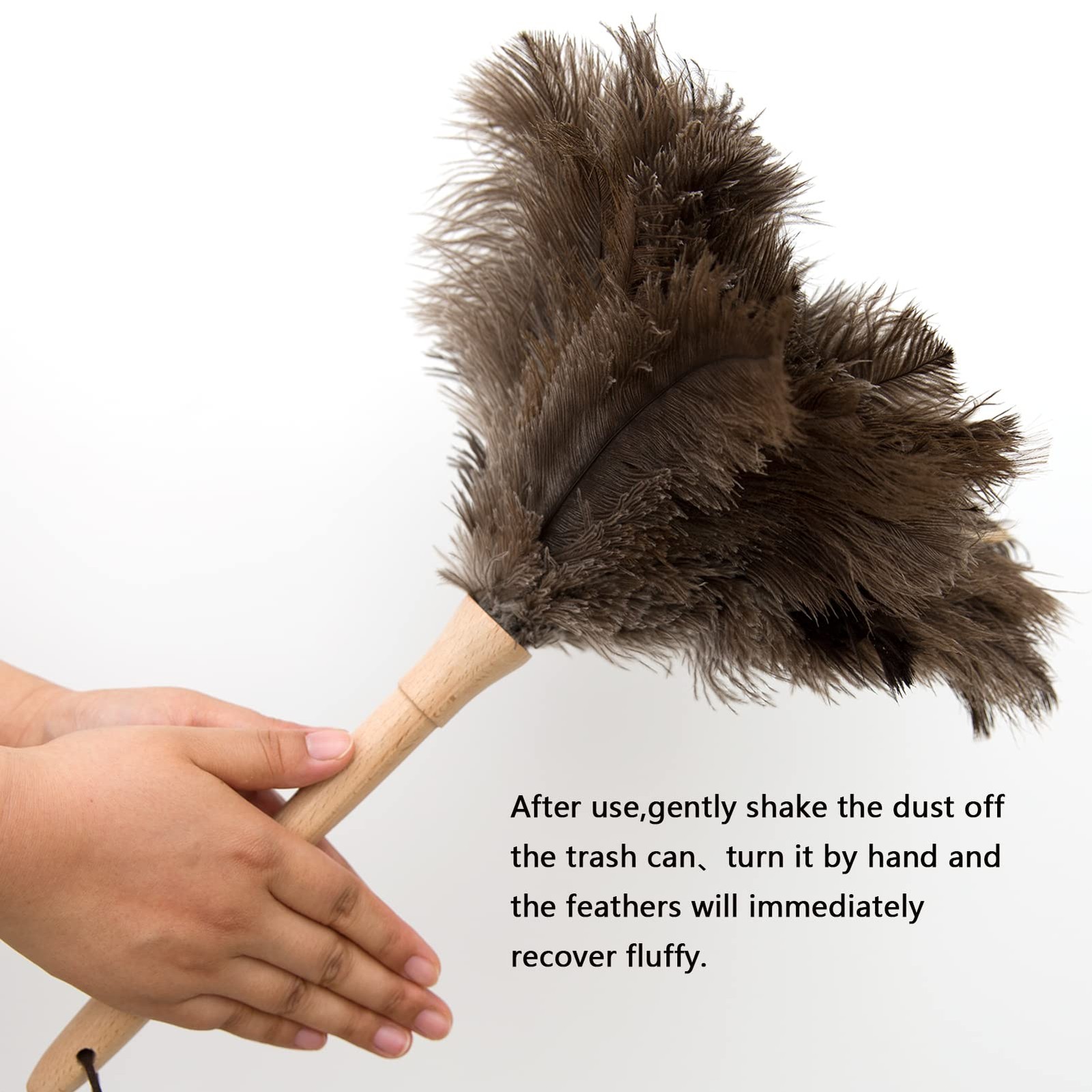 2PCS Ostrich Feather Duster 16 Inch Fluffy Natural with Wood Handle Reusable …