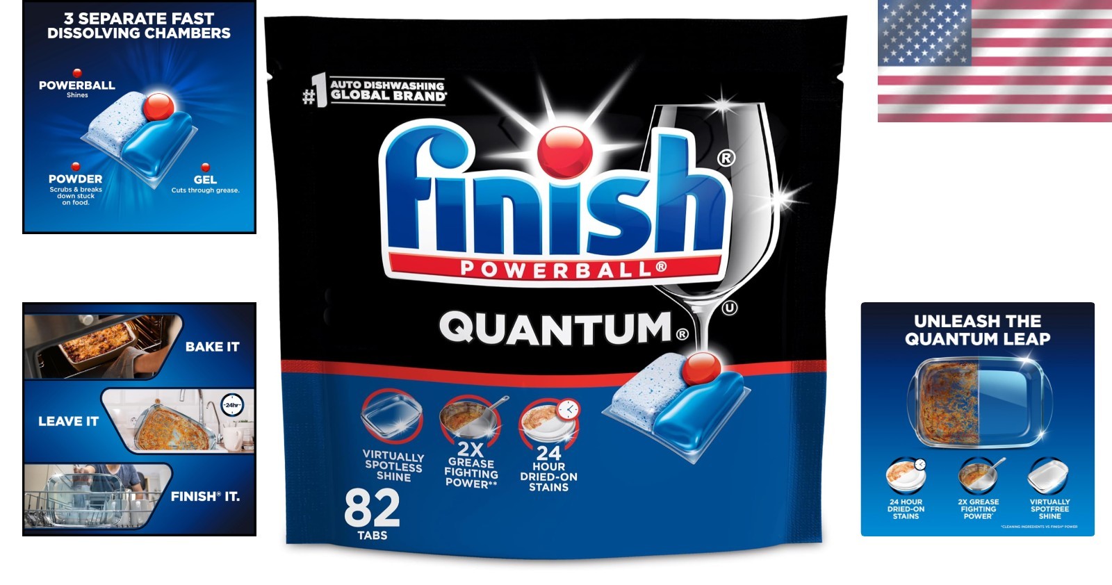 82 Count Quantum Dishwasher Pods – Power Against 24HR Dried Stains, Rinse-Free
