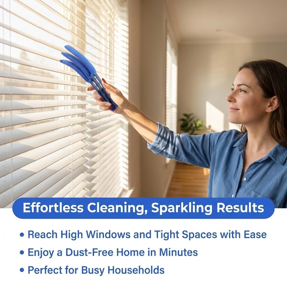 2 Pack Window Blind Cleaner Groove Gap Duster Brush with 5 Microfiber Sleeves
