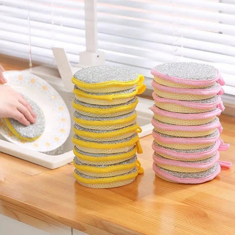 Double-Sided Scouring Pads Dish Pan Washing Sponge Kitchen Cleaning Tool