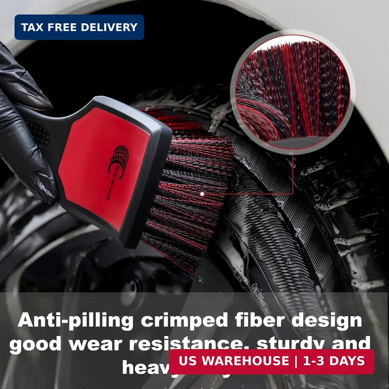 2 Pack Tire & Wheel Brush Set Stiff Soft Bristle Scratch Free Car Truck