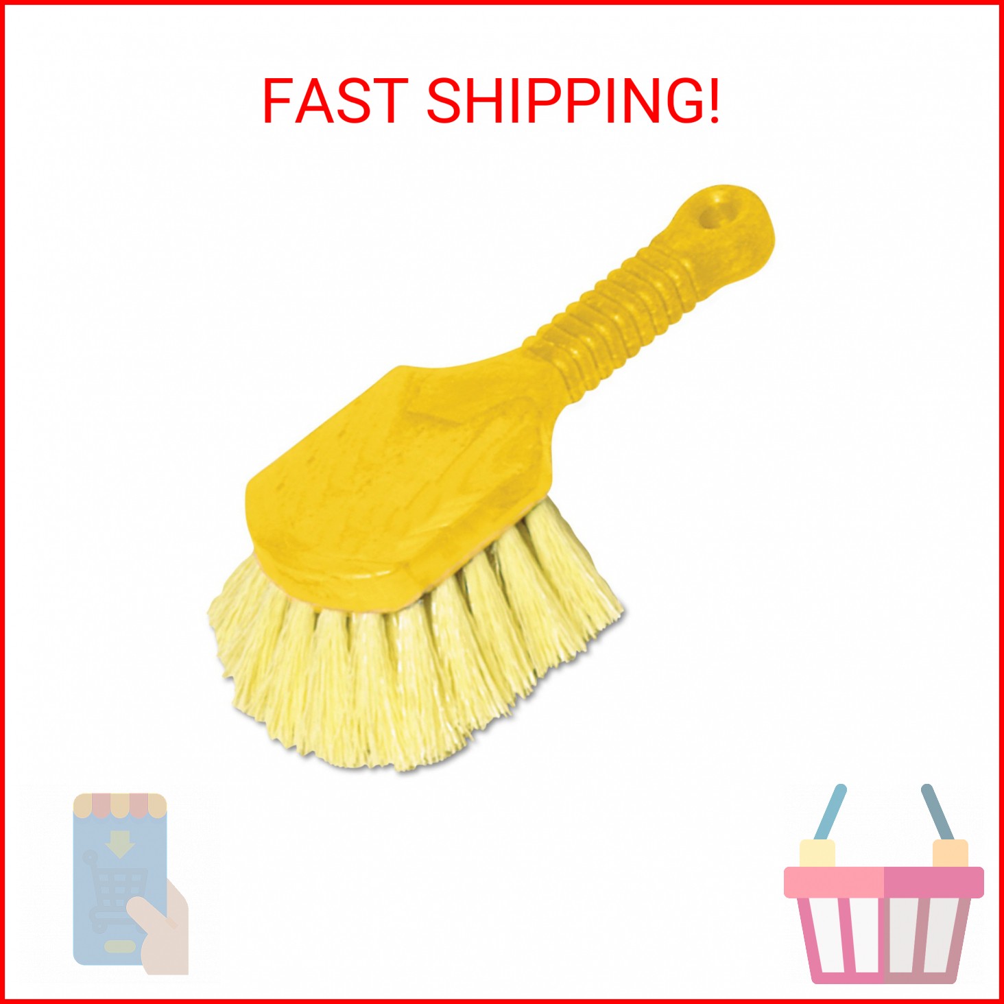 Rubbermaid Commercial 8″ Utility Scrub Brush Plastic Handle Synthetic Bristles C