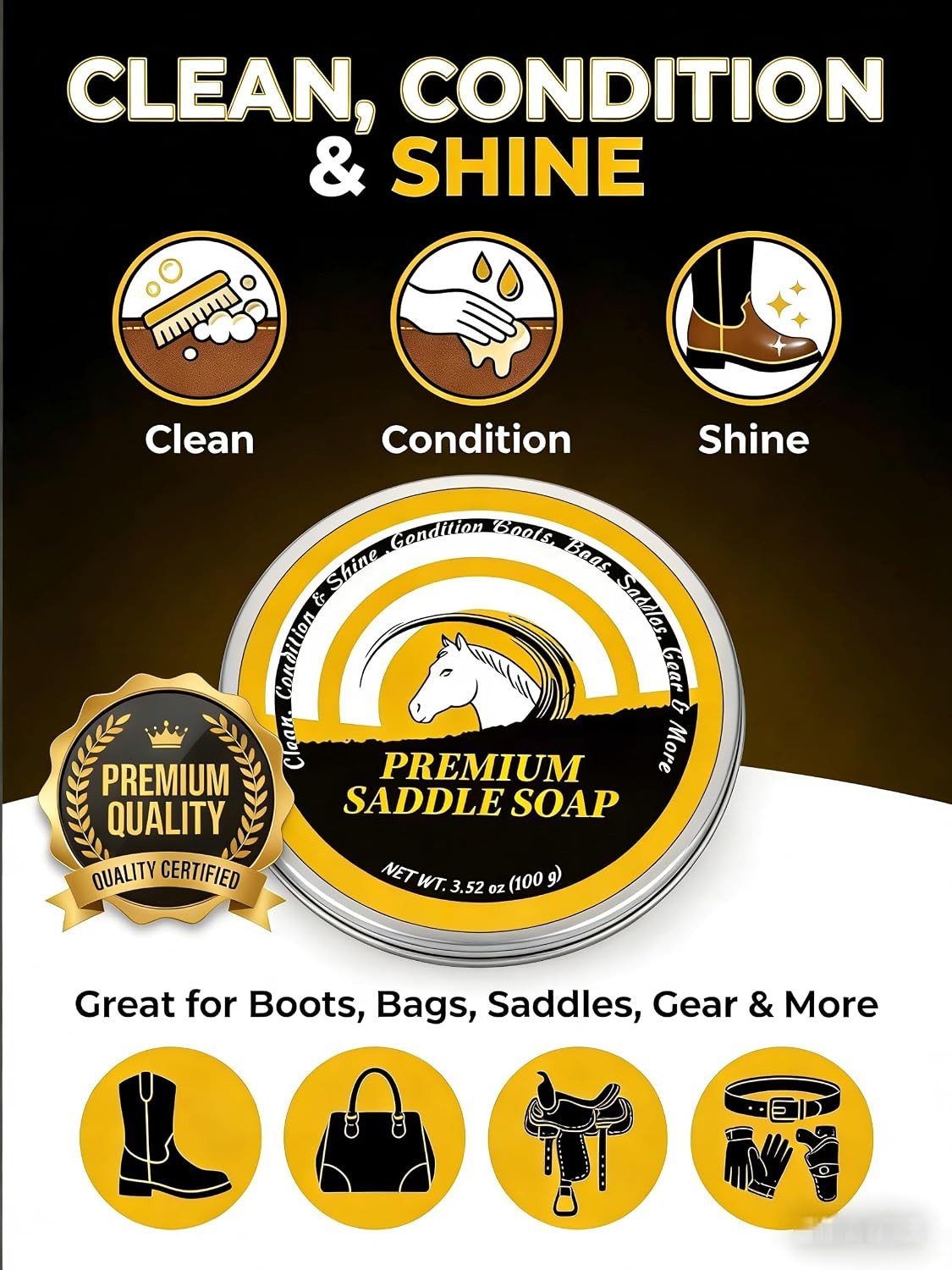 Saddle Soap for Leathe – All-Natural 3-In-1 Leather Cleaner & Conditioner Kit wi