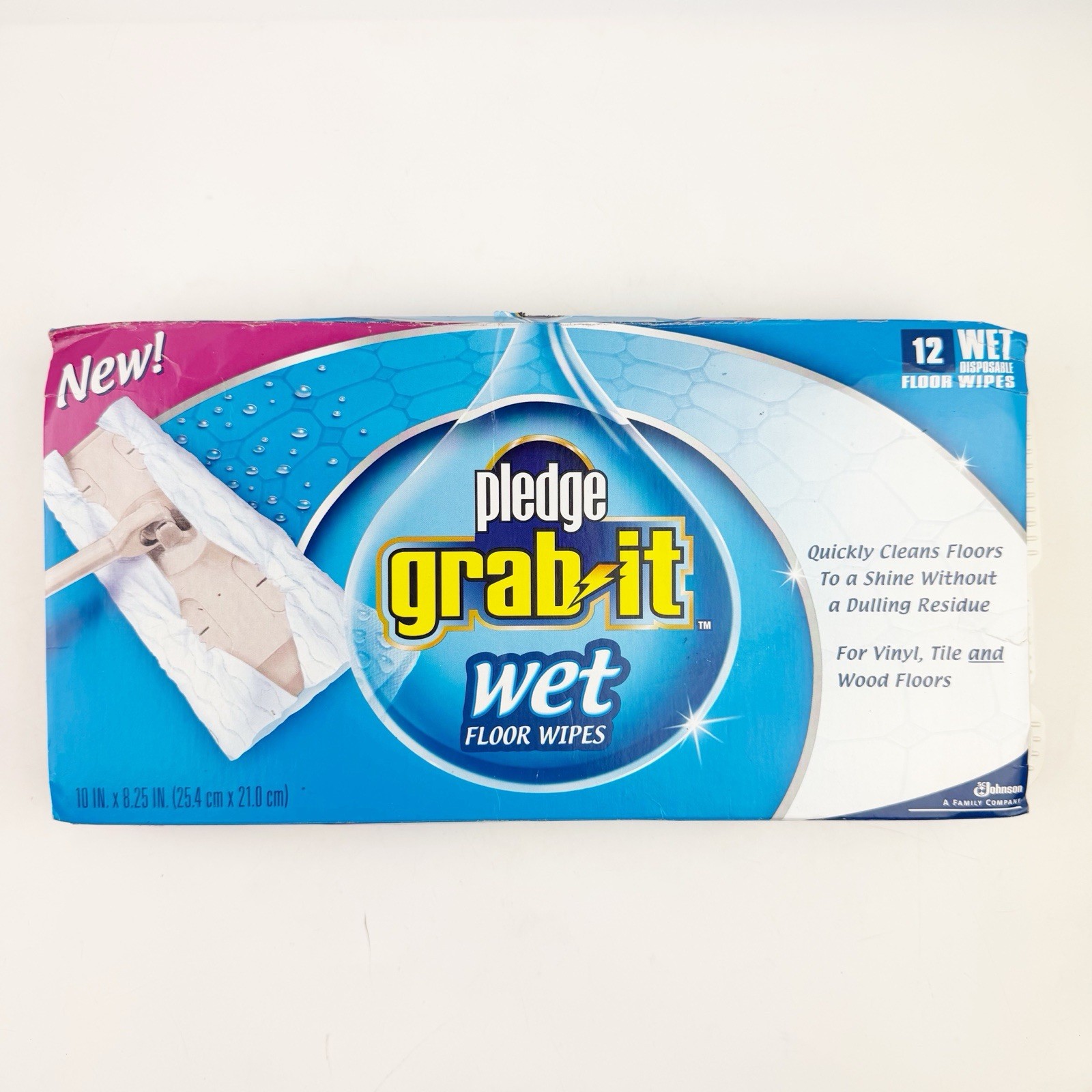Pledge Grab It Wet Floor Wipes 12 Disposable Pre Moistened New Sealed Pkg Wear