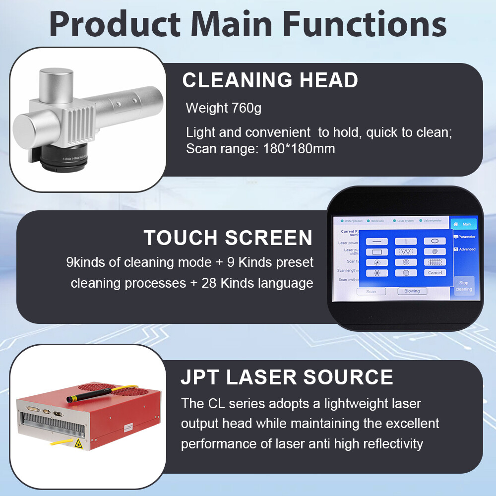 300W JPT Pulsed Laser Cleaning Machine Rust Oil Paint Remove Wood Metal Cleaner