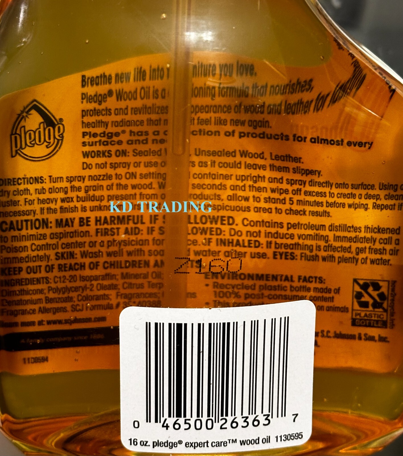 (2-Pack) PLEDGE Natural Wood Furniture Cleaner Conditioner RESTORING ORANGE OIL
