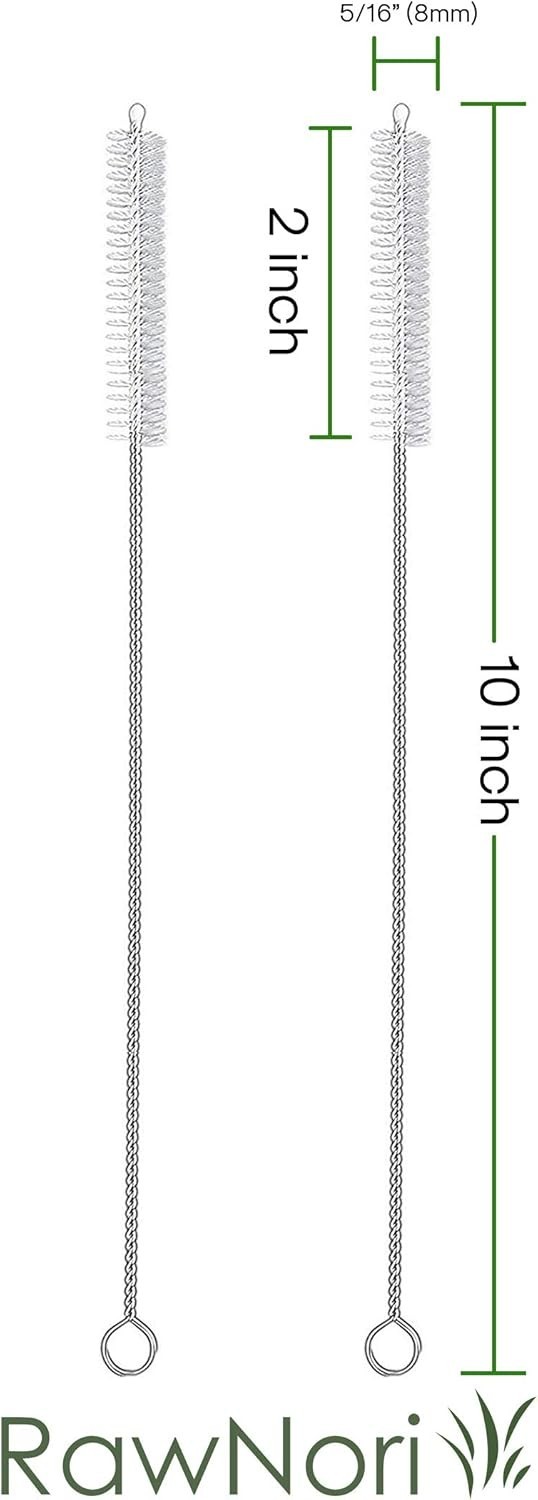 2 Eco-Friendly Stainless Steel Straw Cleaning Brushes – 10-Inch Bristle