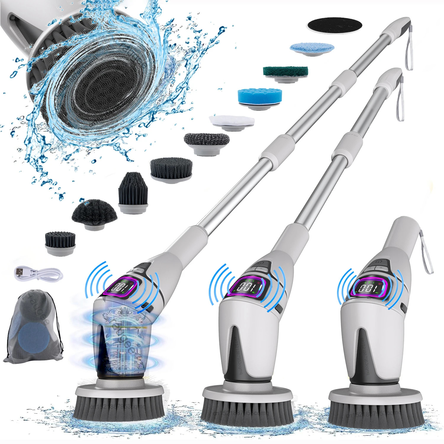 Electric Bathroom Cleaning Brush 10 in 1 Multifunctional Household Wireless Elec