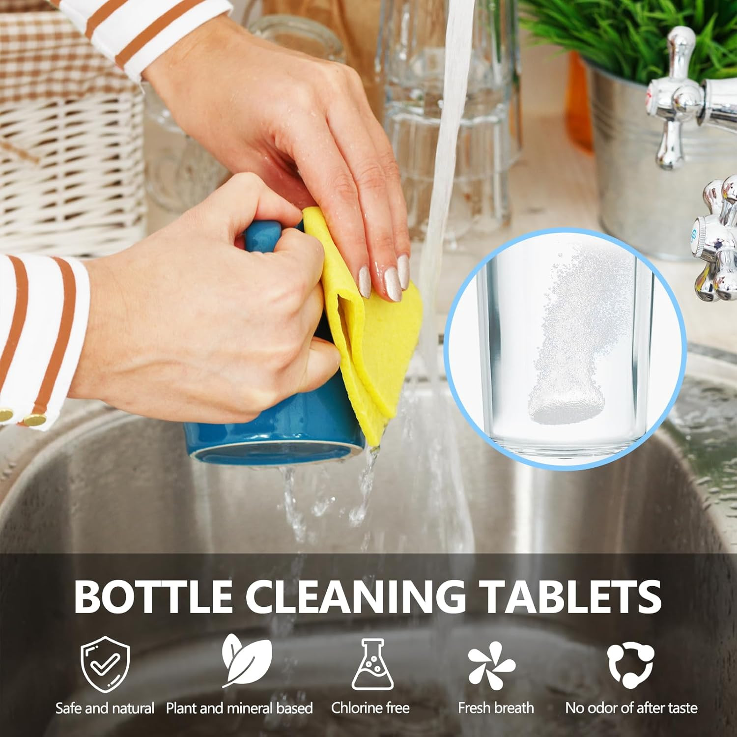48 Pack Water Bottle Cleaning Tablets,Water Bottle Cleaner Great for Stainles…