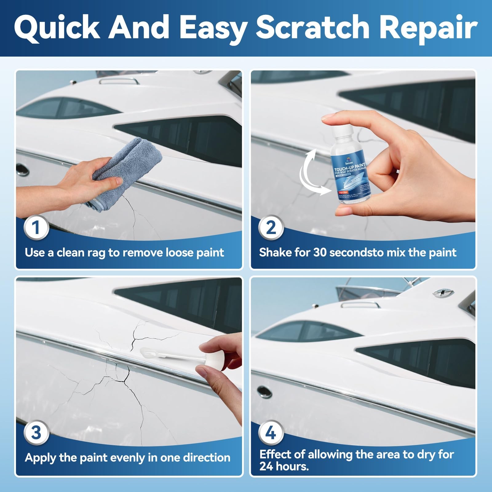 Boat Paint White Touch Up Pen High-Gloss Boat Scratch Repair Marine Topside B…