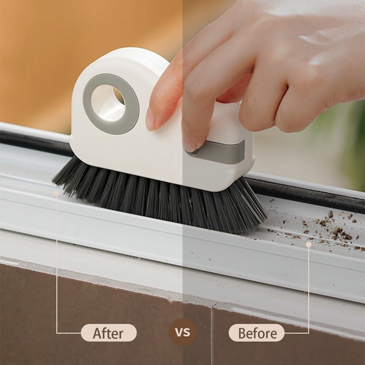 Window Track Cleaning Brush with Hidden Scraper for Sliding Door and Window T