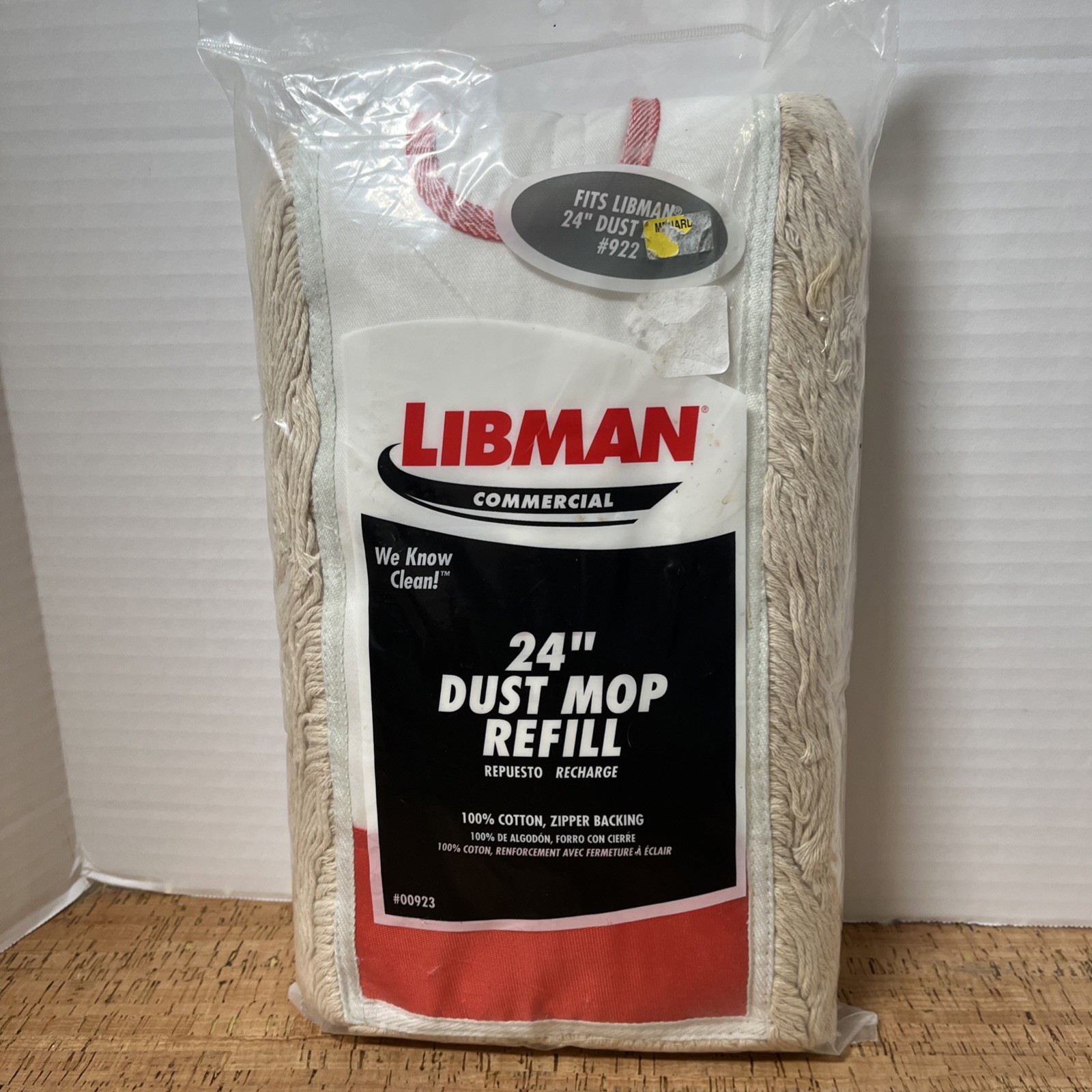 New LIBMAN Commercial 24″ Dust Mop Refill – No Shrink Backing w/Zipper #00923