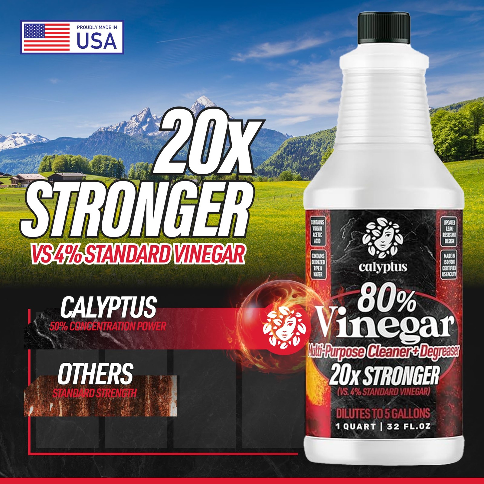 Concentrated Vinegar 80% | Ultra-Power Cleaner | Easy Dilution for Home Use