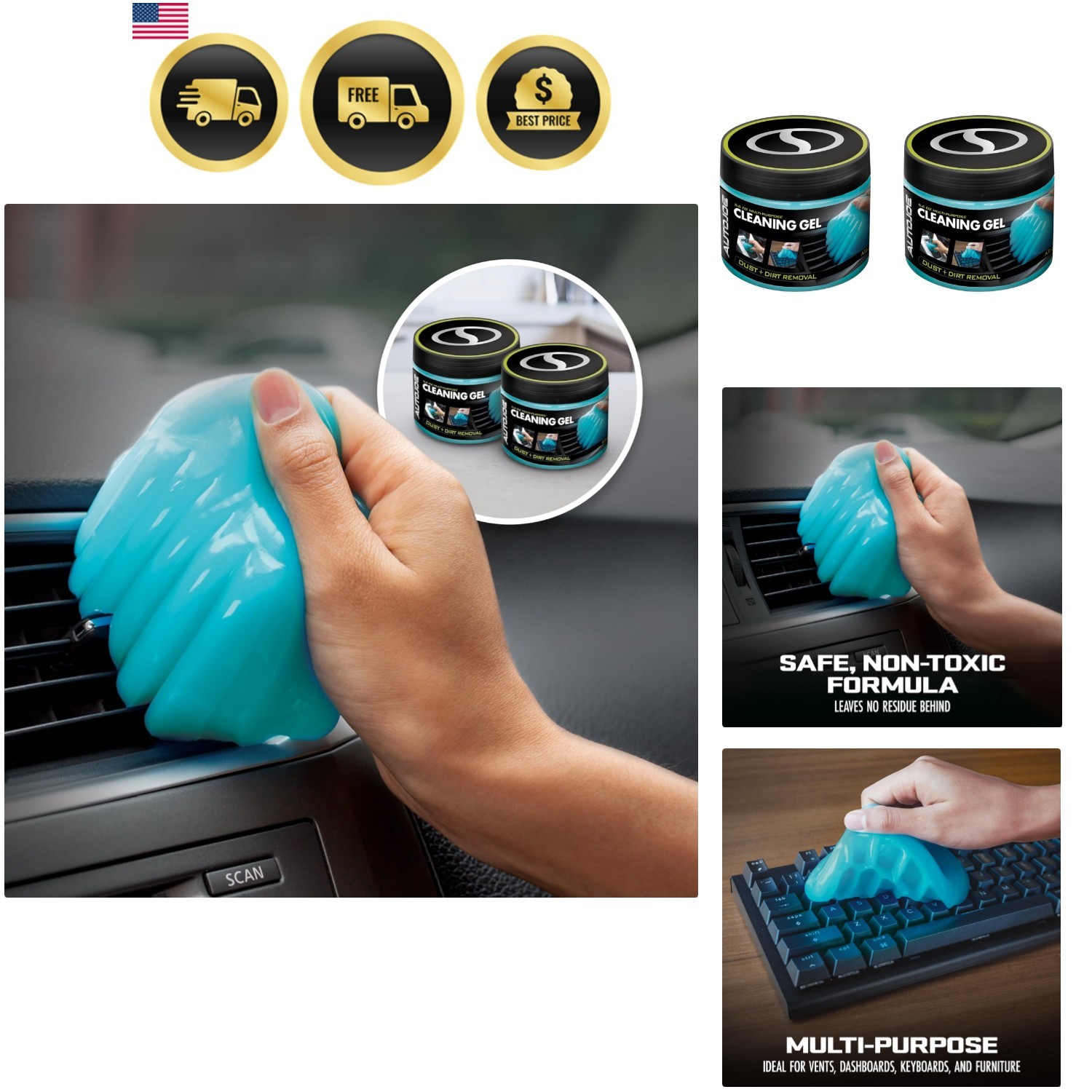 Car Cleaning Gel 2-Pack, Car Cleaning Putty Slime, Car Interior Cleaner, Auto…