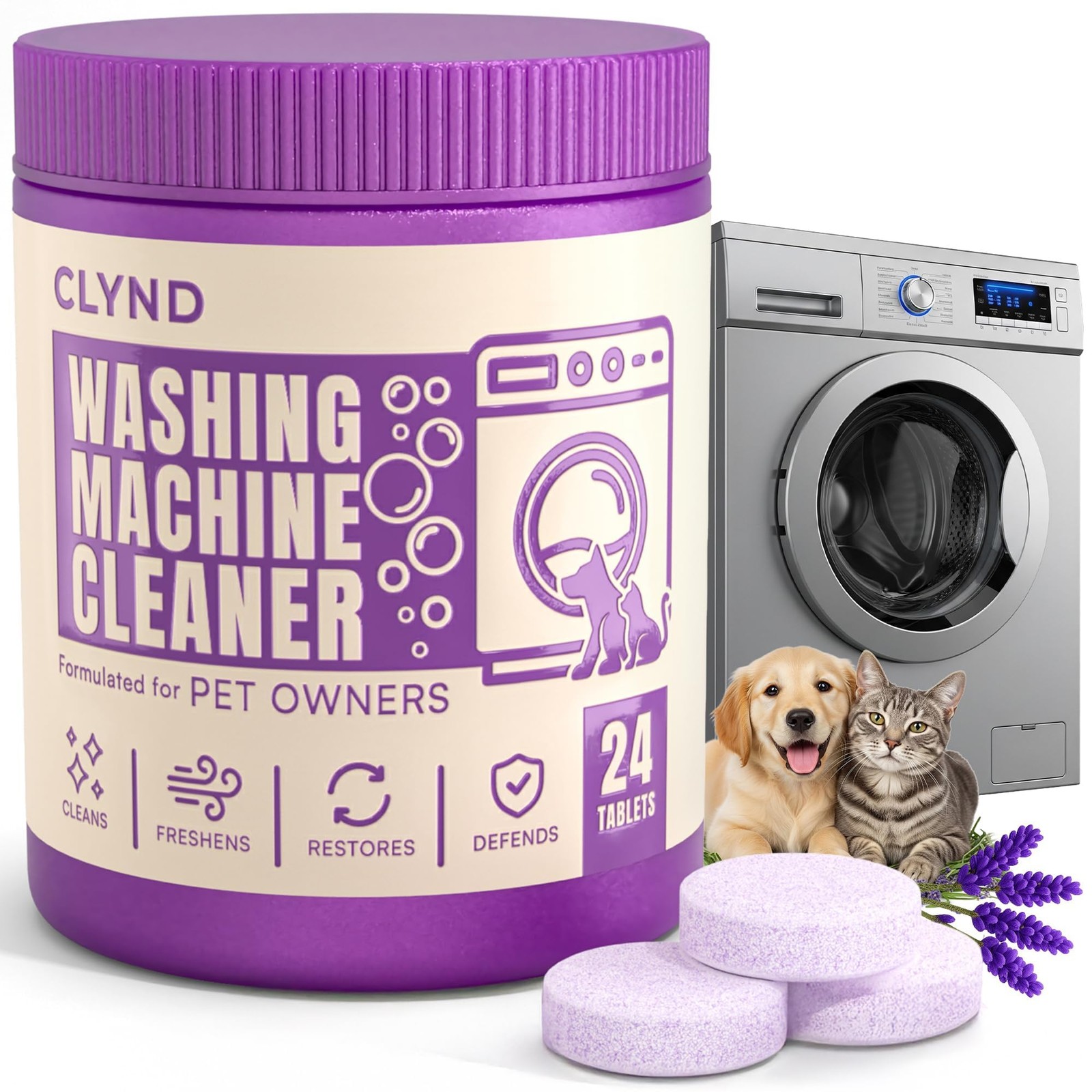 Washing Machine Cleaner Tablets 24 Pack for HE Front Load, Top Load Washing M…
