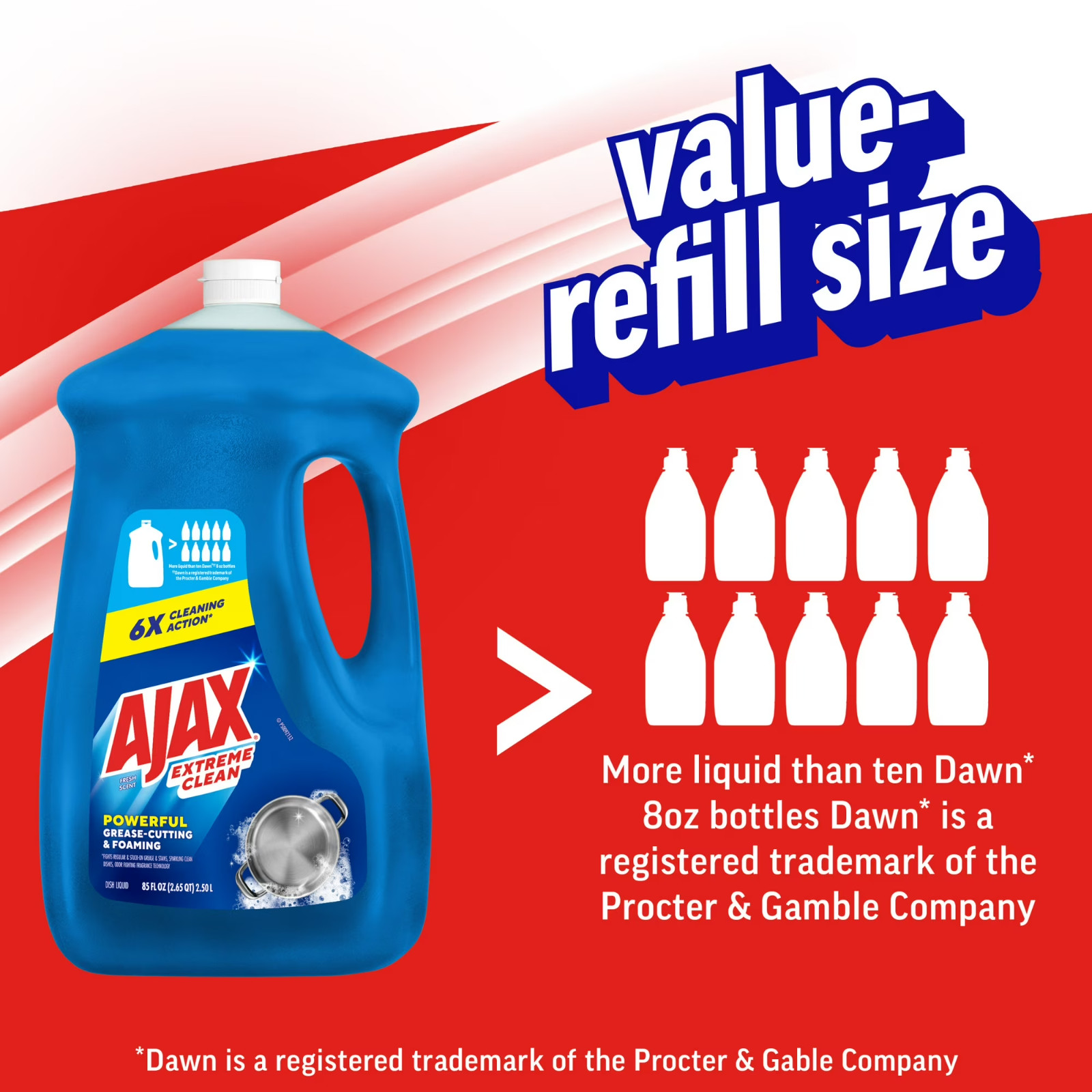 Ajax Extreme Clean Foaming Dish Soap, Deep Cleaning, Grease-Cutting, 85 fl oz