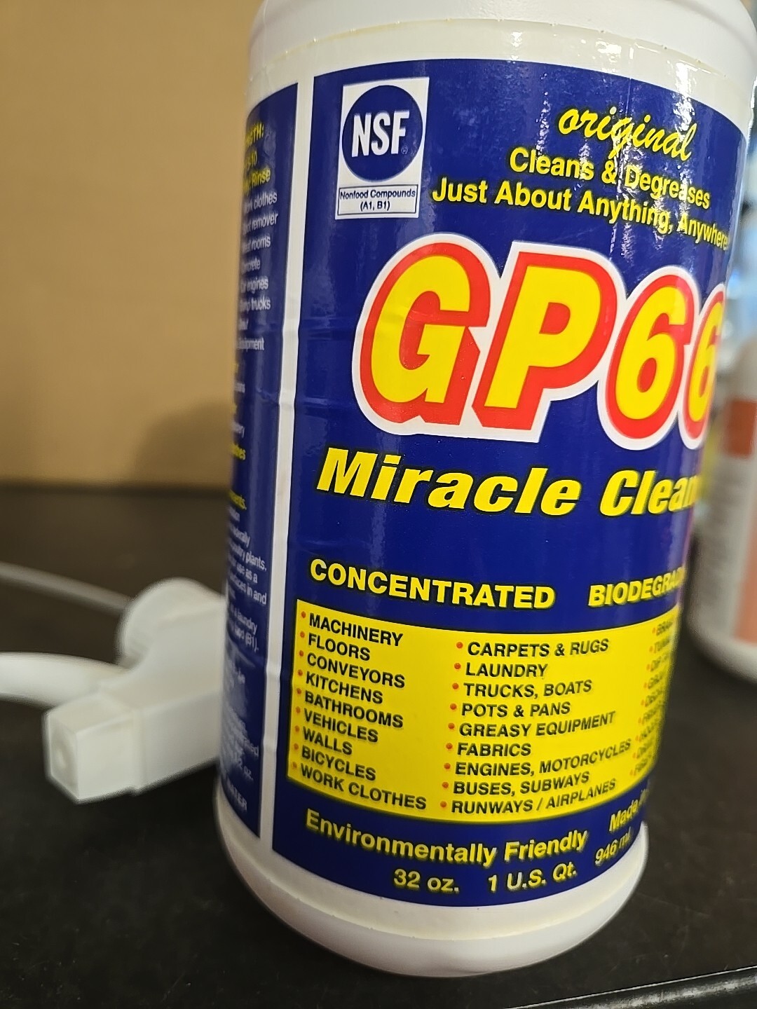 GP66 Green Miracle Cleaner and Degreaser 32FL OZ Bottle With Sprayer- LOT OF 3