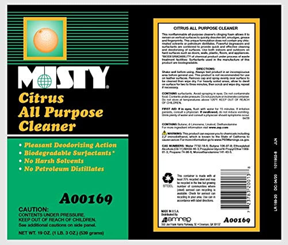 MISTY Citrus All-Purpose Cleaner – 19 oz (Case of 12) 1001583 – Biodegradable
