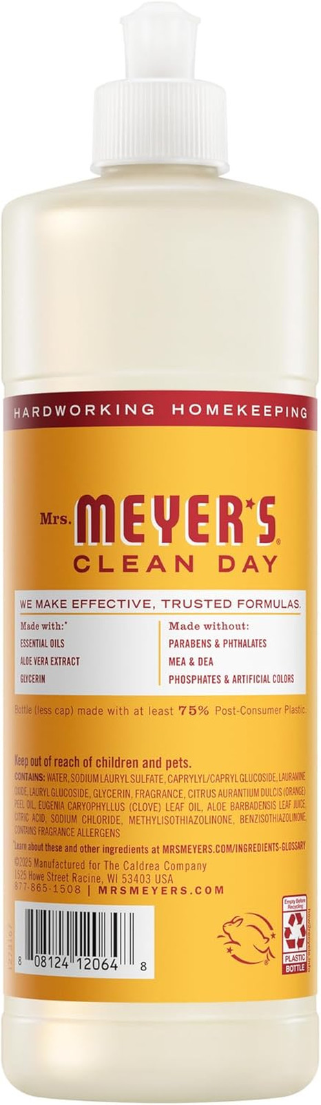 Mrs. MEYER’S CLEAN DAY Dish Soap, Clementine Scent, 16Oz (Pack of 3)