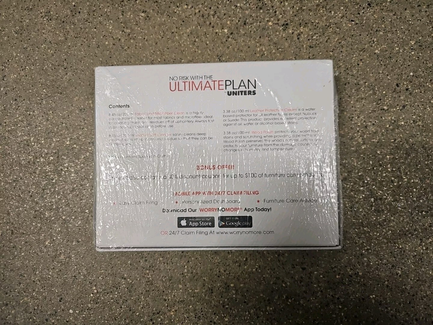 Ultimate Plan Uniters Furniture Cleaning Kit Fabric Leather Wood Polish New