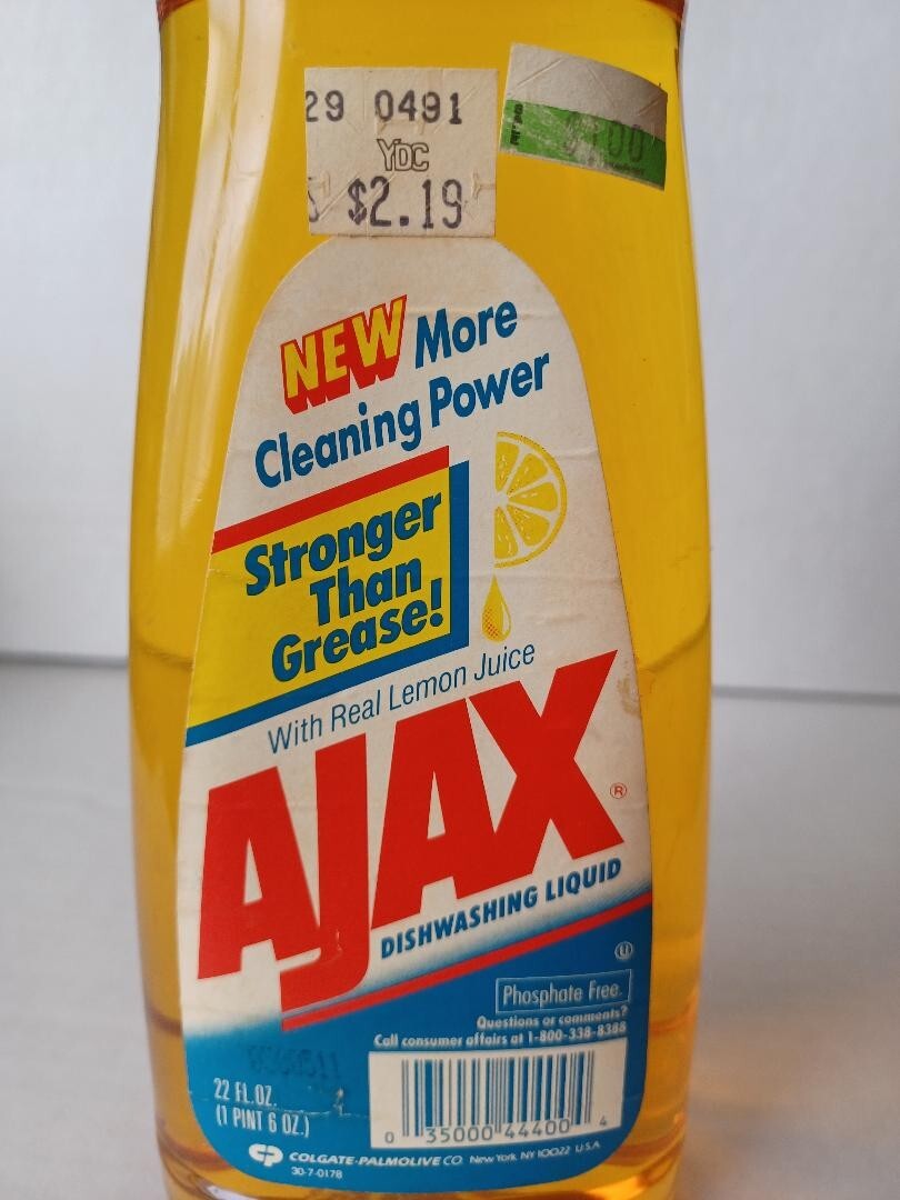 Vintage Rare Ajax With Real Lemon Juice Dishwashing Liquid 22oz Movie TV Prop US