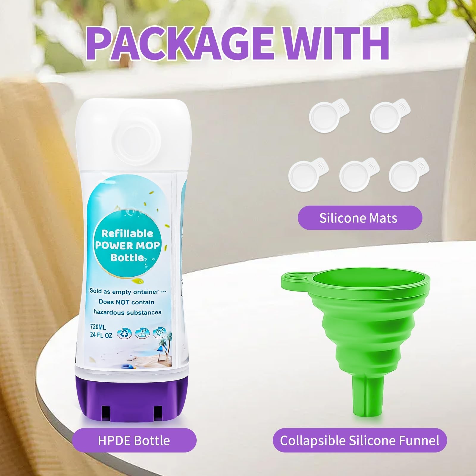Refillable 24 FL.OZ Bottle for Swiffer PowerMop – Leak-Proof Cleaner Container,