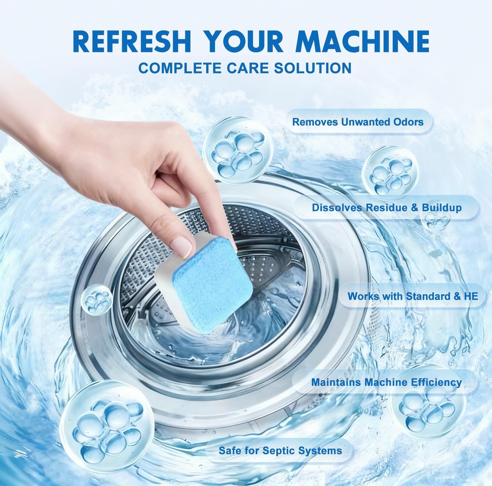 Washing Machine Cleaner Tablets and Deodorizer: 24 Pack Laundry Machine Tub D…