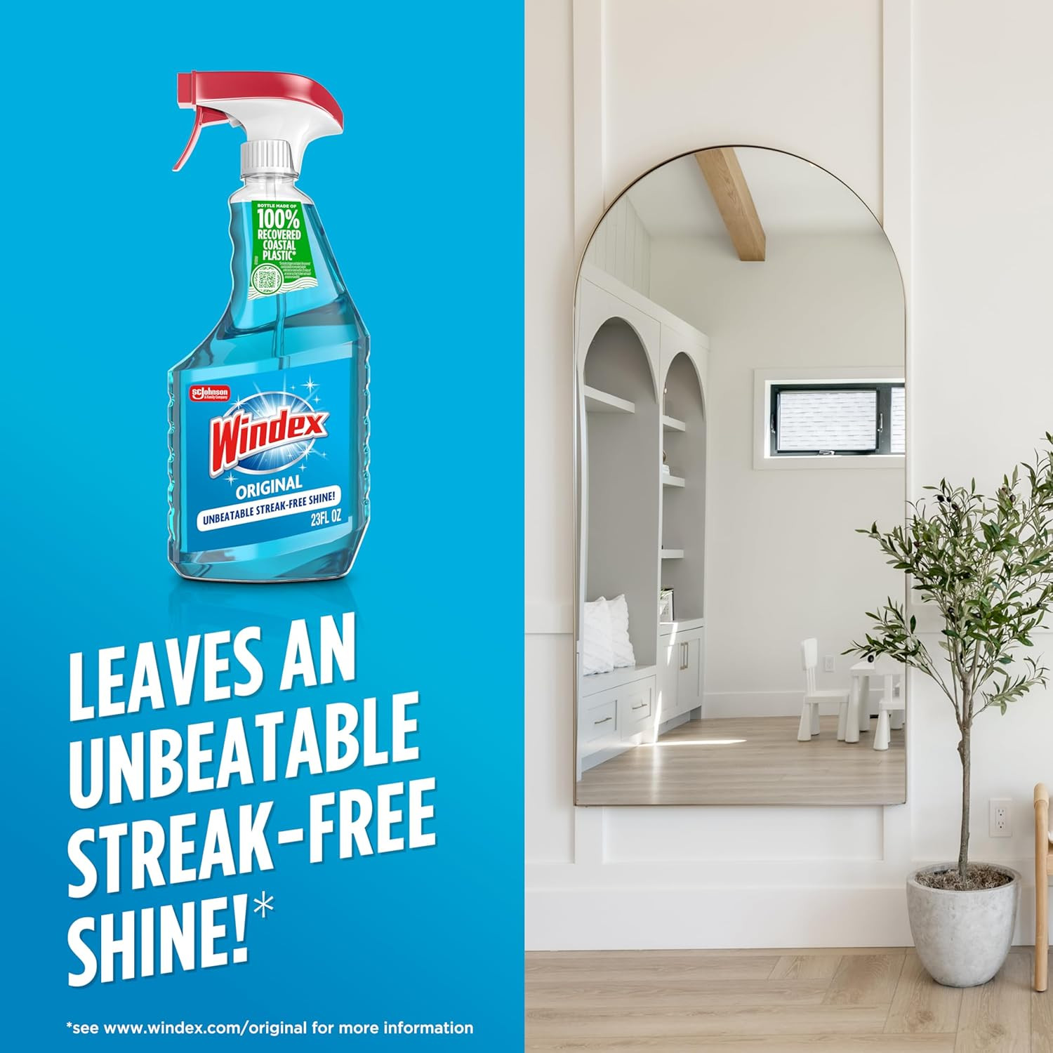 Glass and Window Cleaner Spray Bottle, Bottle Made from 100% Recycled Plastic, S
