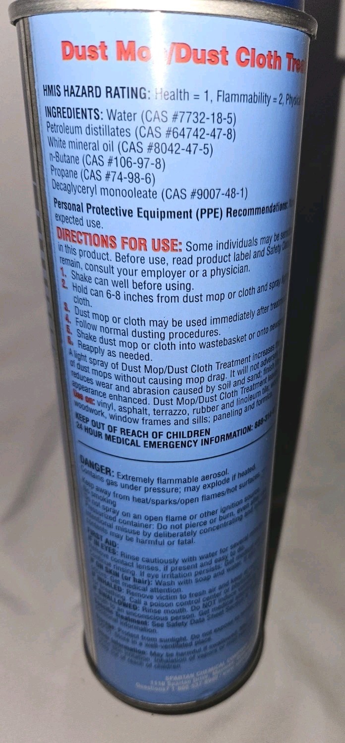 Spartan Dust Mop Dust Cloth Treatment Aerosol 1lb Can Fresh Mint Fragrance