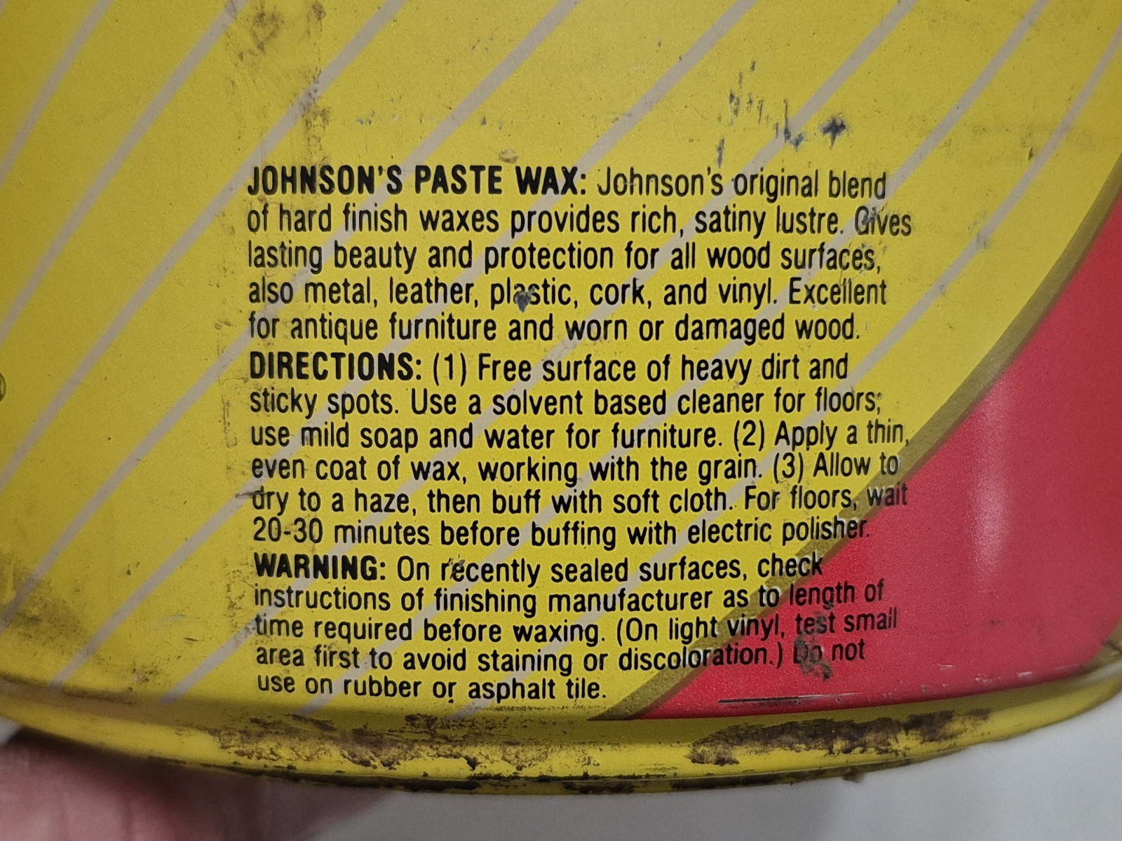 Sangtok Johnson SC Wood Paste Wax Original Formula 16oz OPEN – SEE PICS/READ