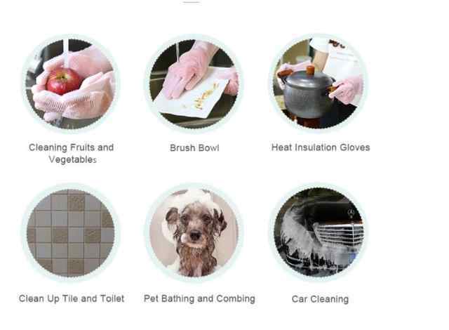 1 Pair Magic Dish Washing Gloves Silicone Scrubbing Glove Cleaning Scrubber Pink