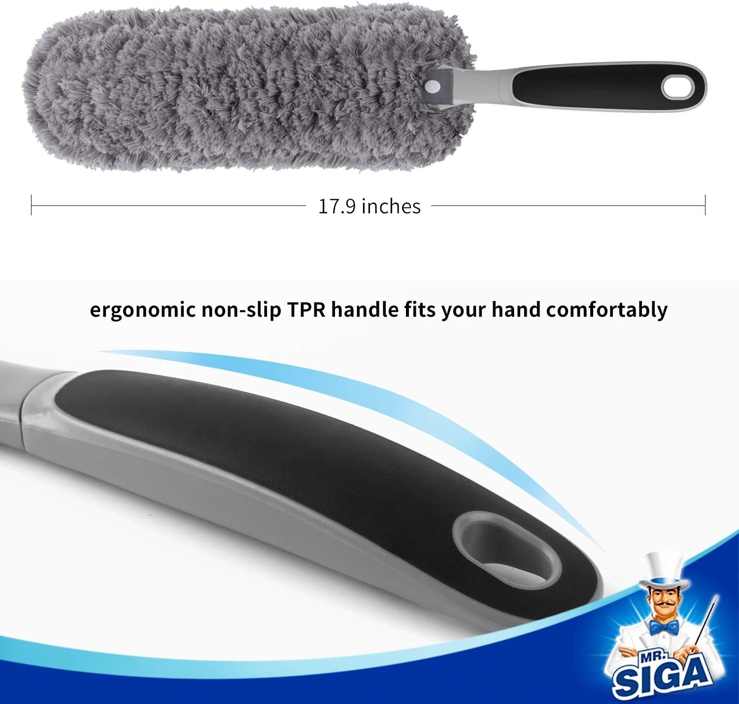 High-Performance Gray Microfiber Duster, Washable, Ideal for Modern Homes