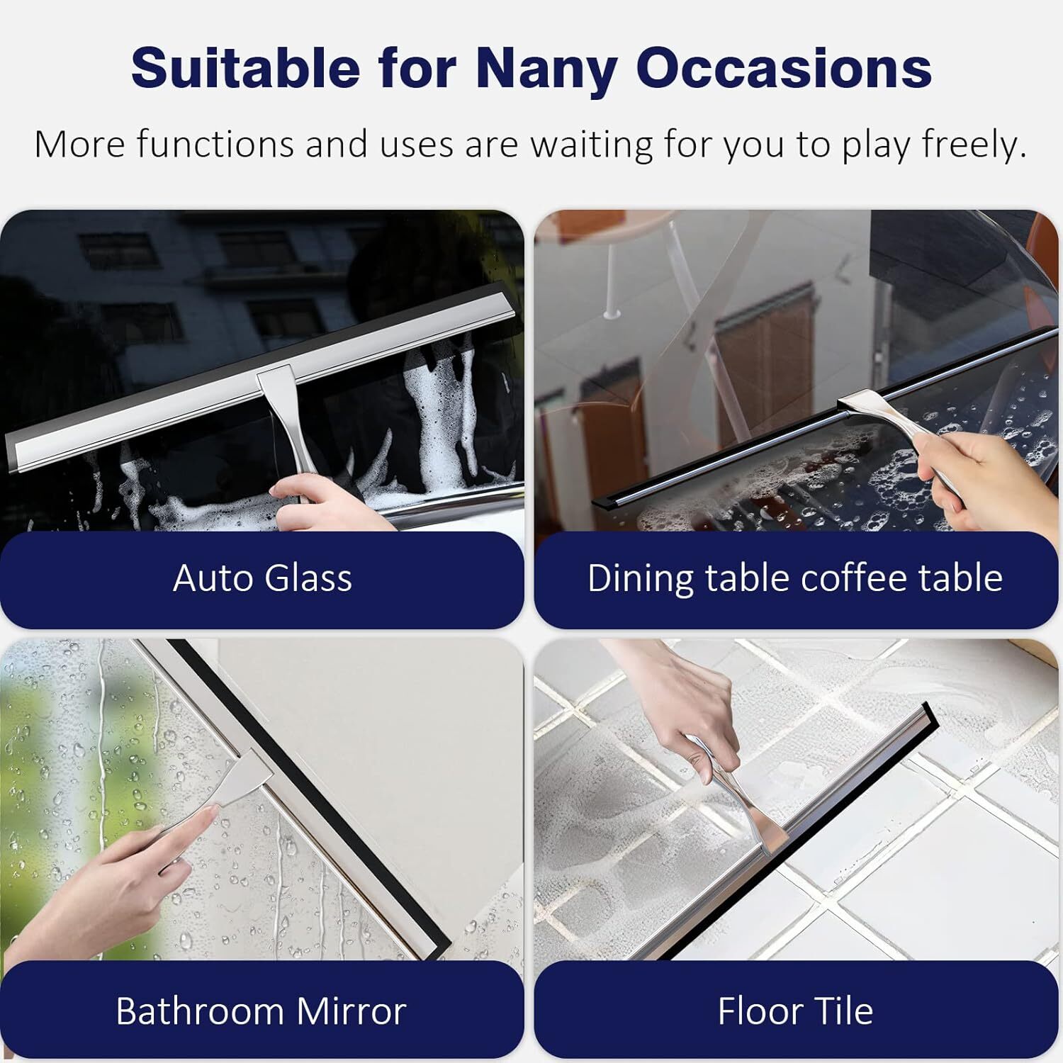 14” Squeegee For Shower Mirror Window Door Home Office House Cleaner Car Glass