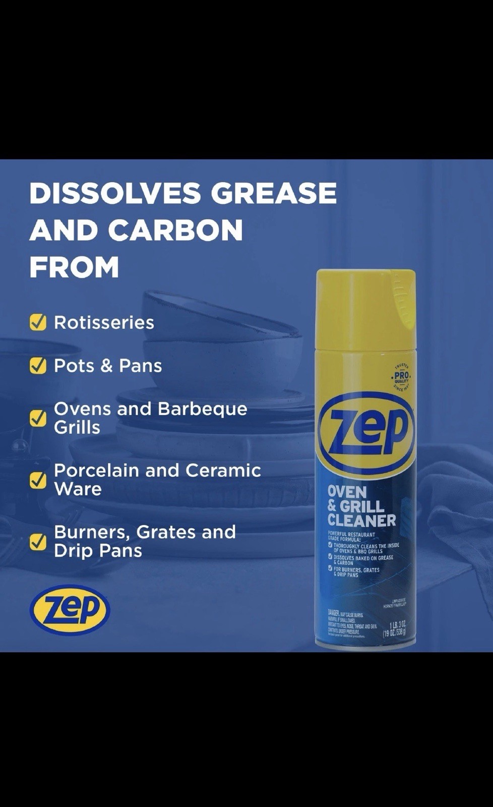 Zep Heavy-Duty Oven and Grill Cleaner – 19 oz Case of 2 ZUOVGR19 – Dissolves …