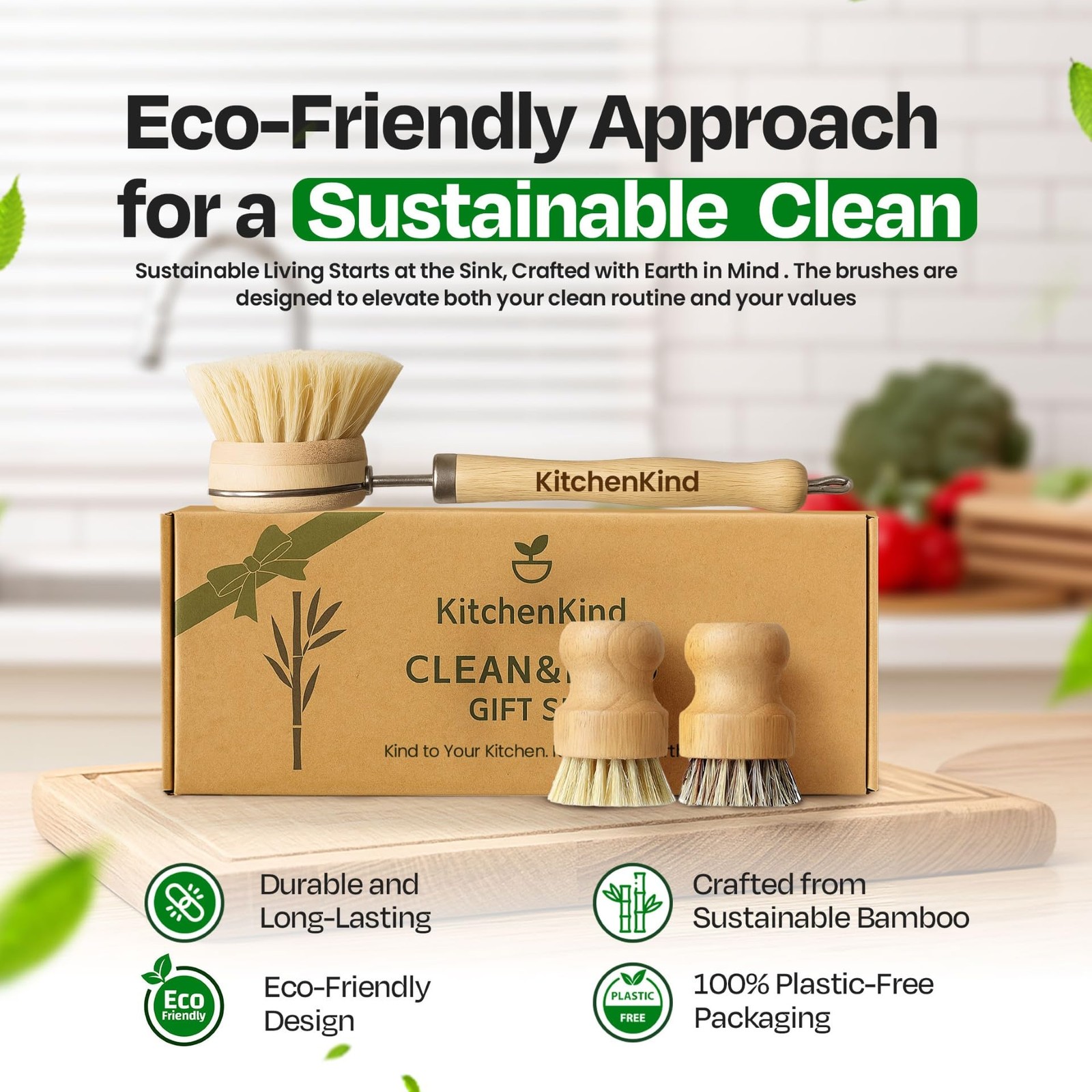 Clean & Kind Gift Set – Premium 6-Piece Eco-Friendly Kitchen Brush Set with N…