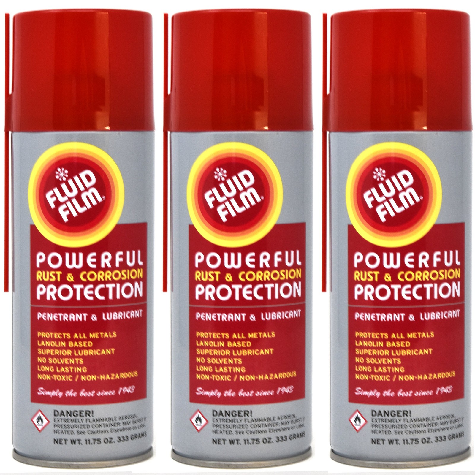 Fluid Film 3 Aerosol Cans Rust & Corrosion Protection Metal Surface Penetrant…