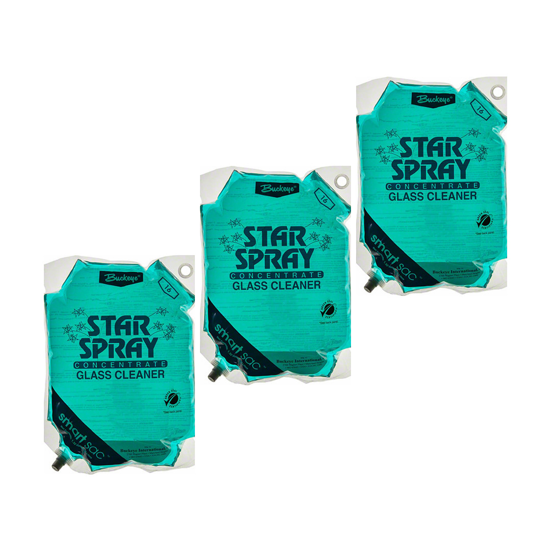 3.96 Gallons, Buckeye Star Spray Concentrated Professional Glass Cleaner, 3 Sacs